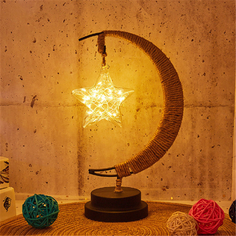 Moon shaped with a star hanging LED desk lamp light