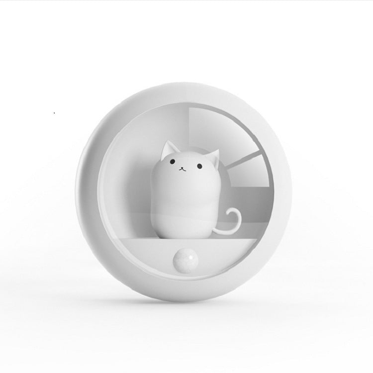white cat night lamp in white background