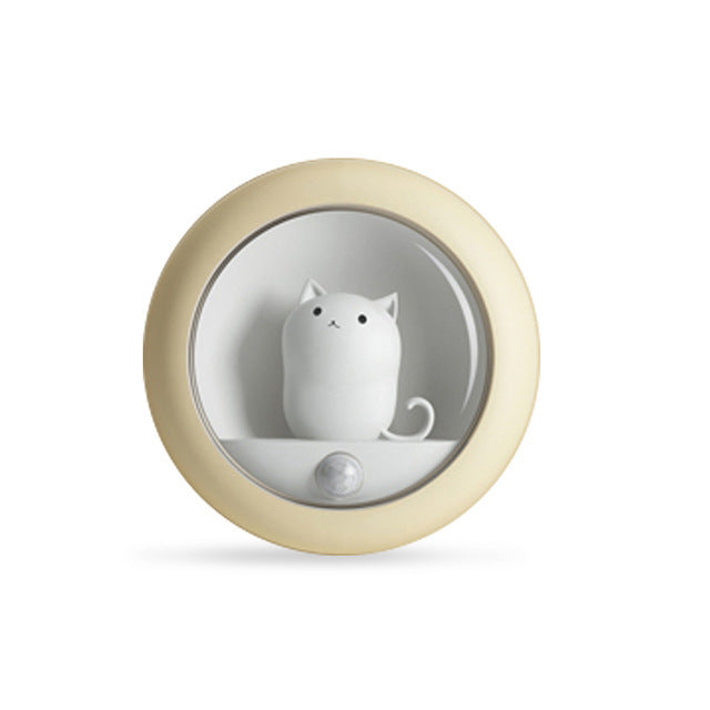 cream cat night lamp in white background