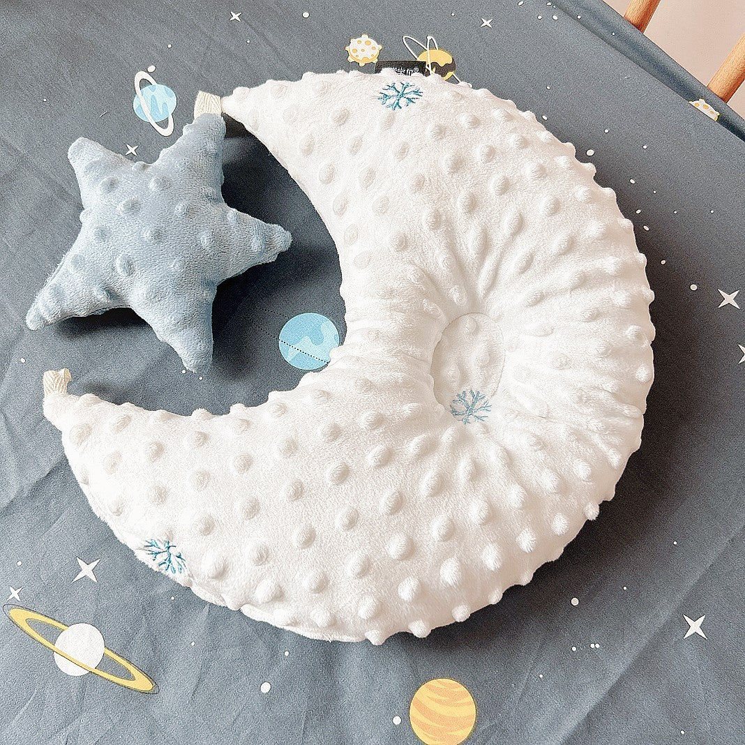 Baby Velvet Comforter Shaped Pillow with a blue star on a blue background