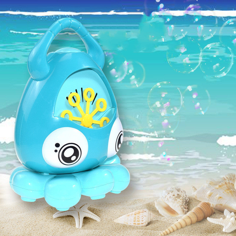Blue Octopus Bubble Machine near water and sand