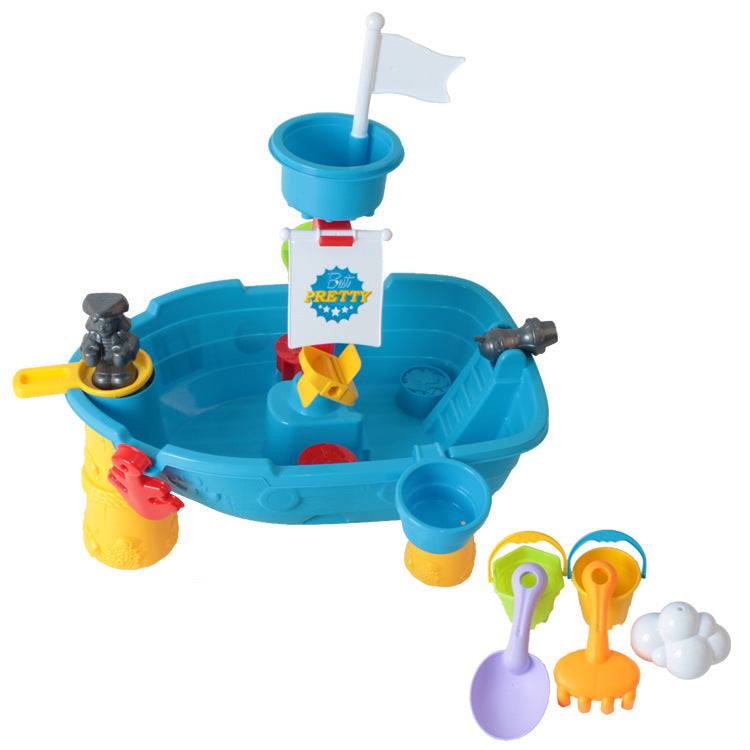 Blue Water Sand Boat Table for Kids