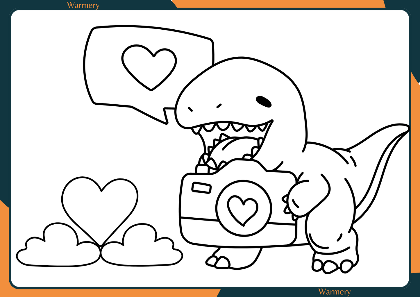 DinosourLoveThemedColouringPage