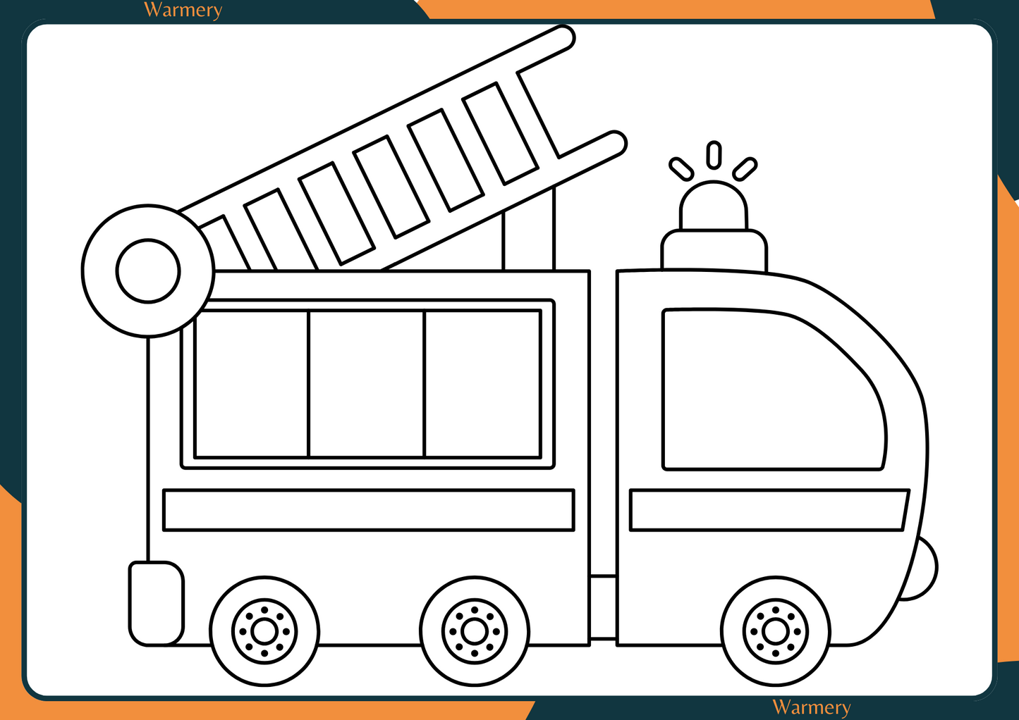 Fire Truck Digital Colouring Sheet