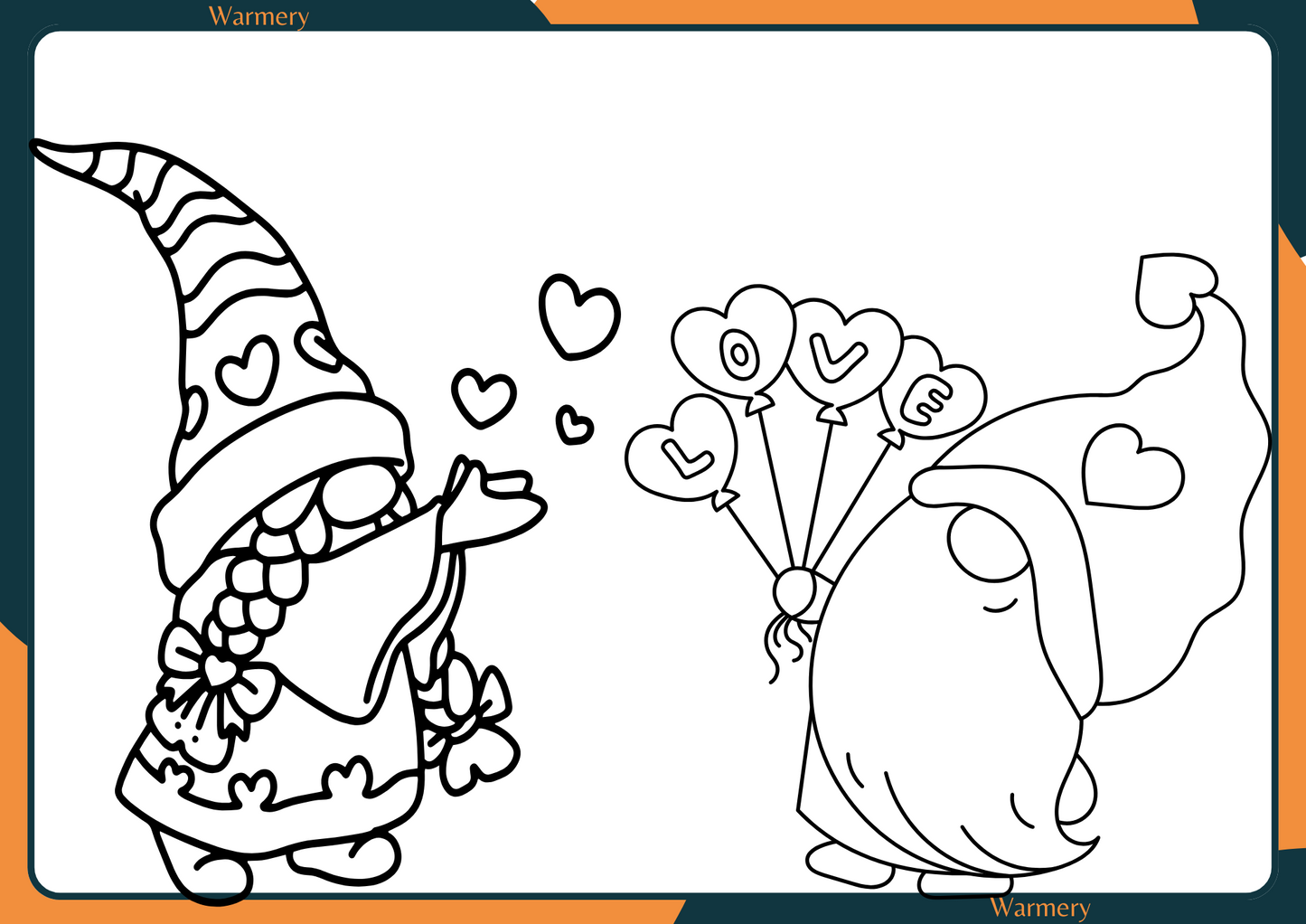 GnomsValentineDayThemeColouringPage