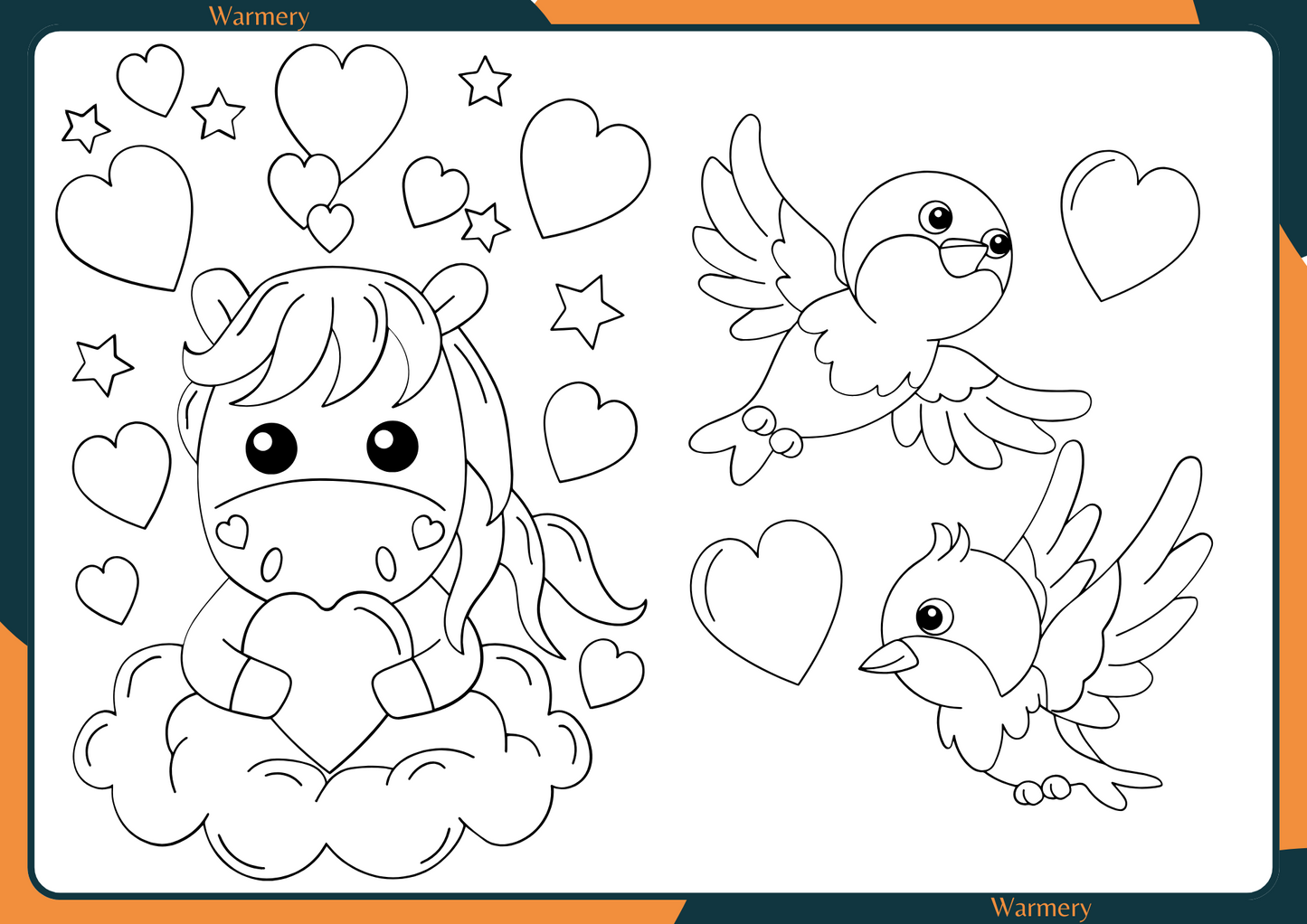 Lovebirdsandunicorncolouringpages