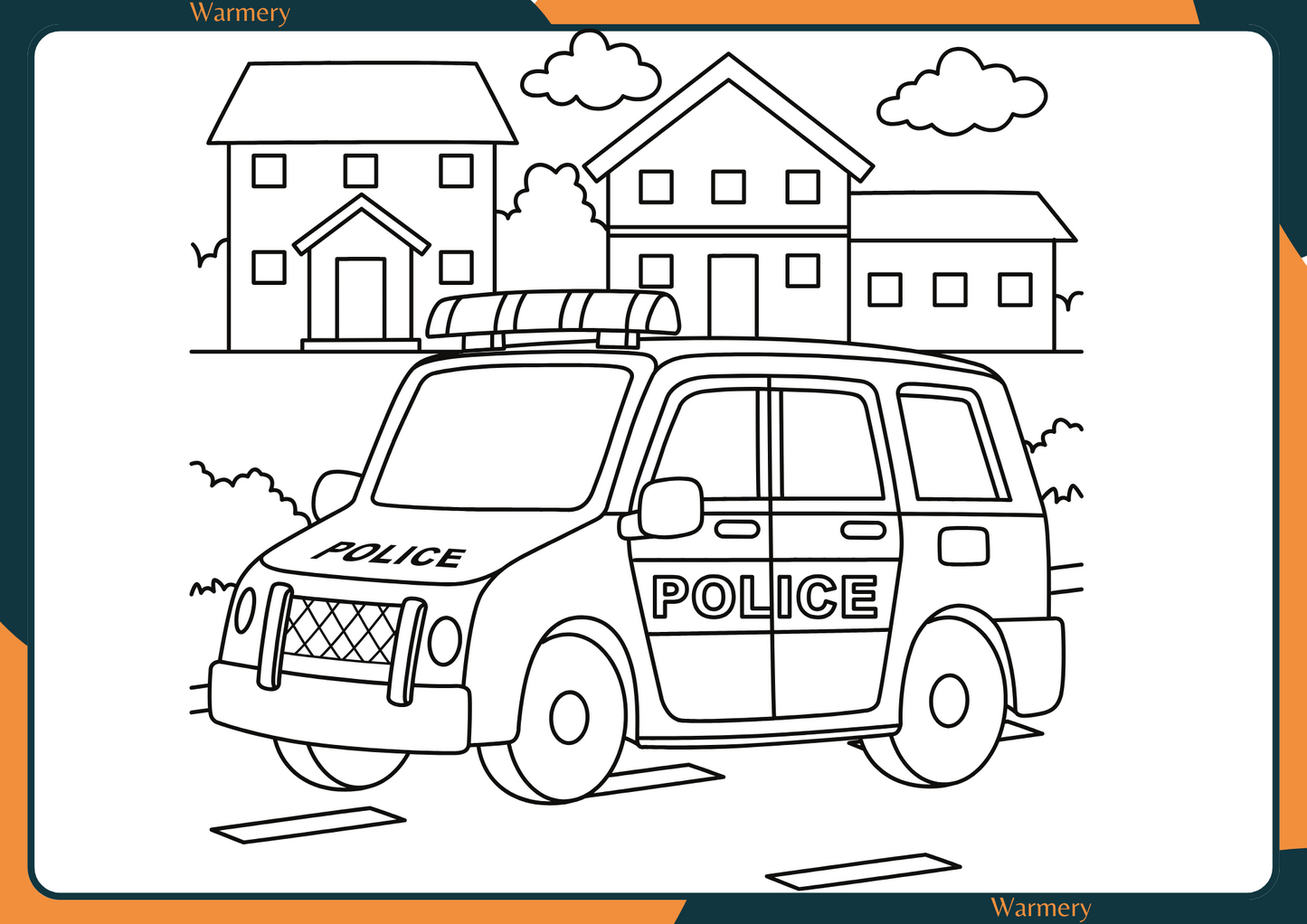 Police Car Digital Colouring Sheet