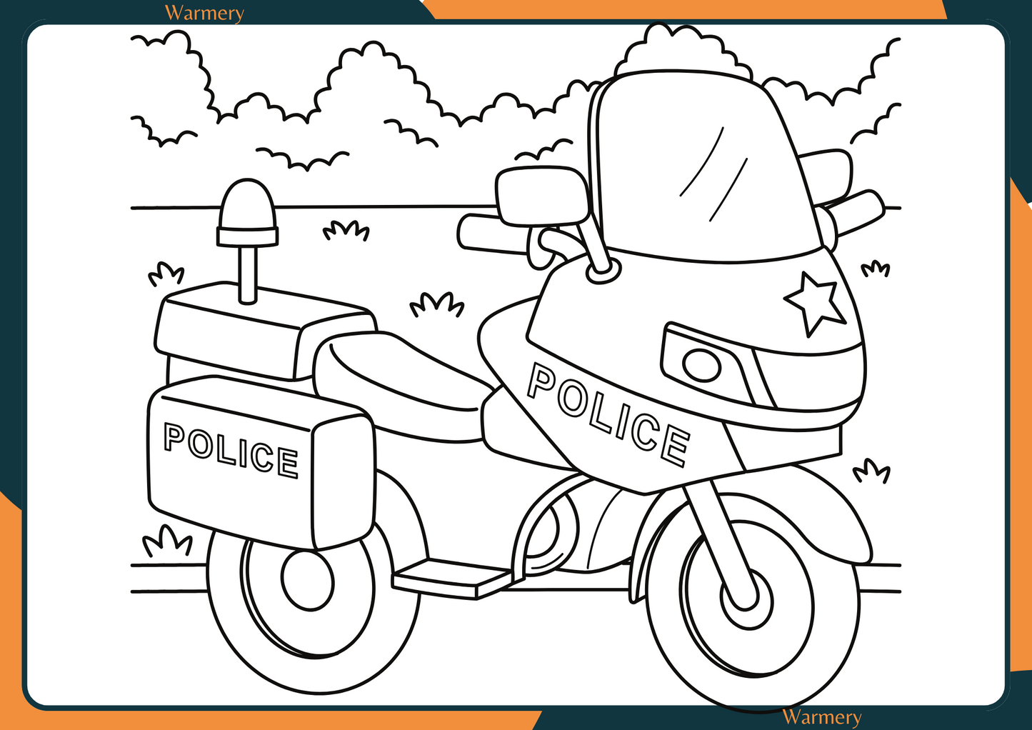 Police Motorcycle Digital Colouring Sheet