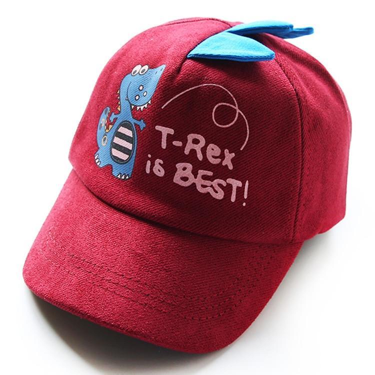 Red T Rex kids cap