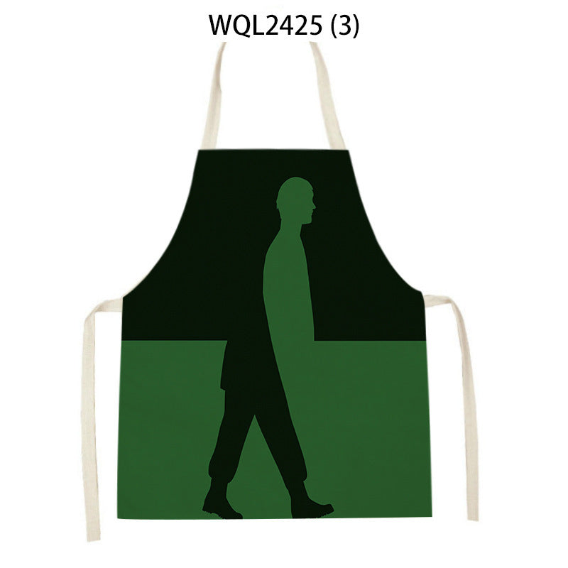 WQL2425 green minimalist kitchen apron on a woman