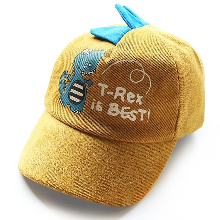Yellow T Rex kids cap
