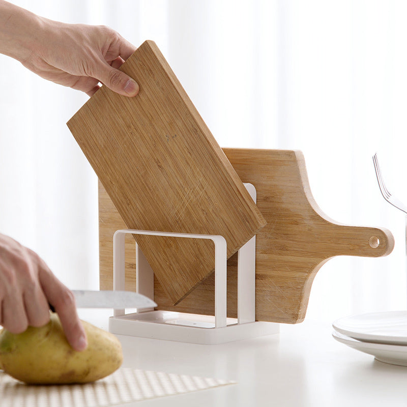 kitchen storage rack with cutting boards