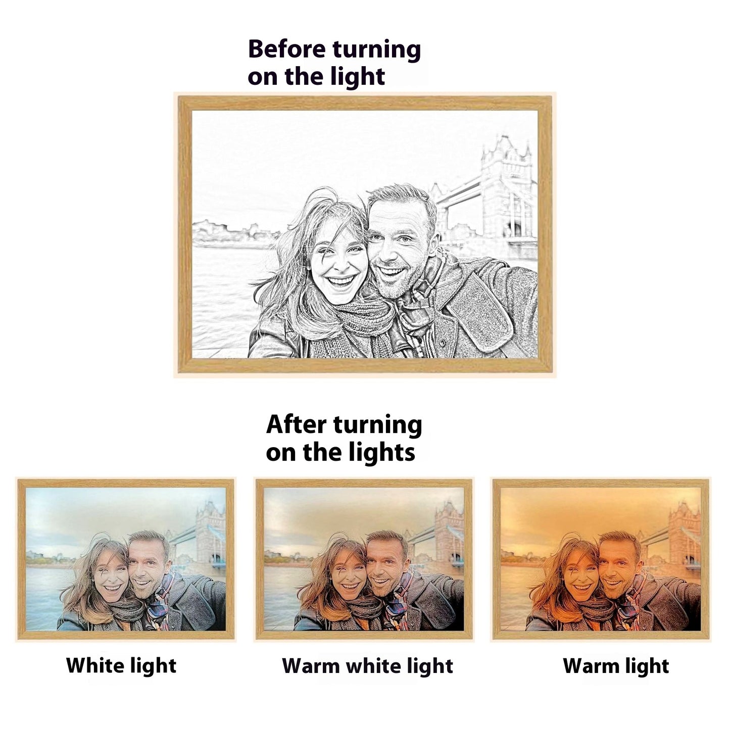 photo frame showing differences in lighting