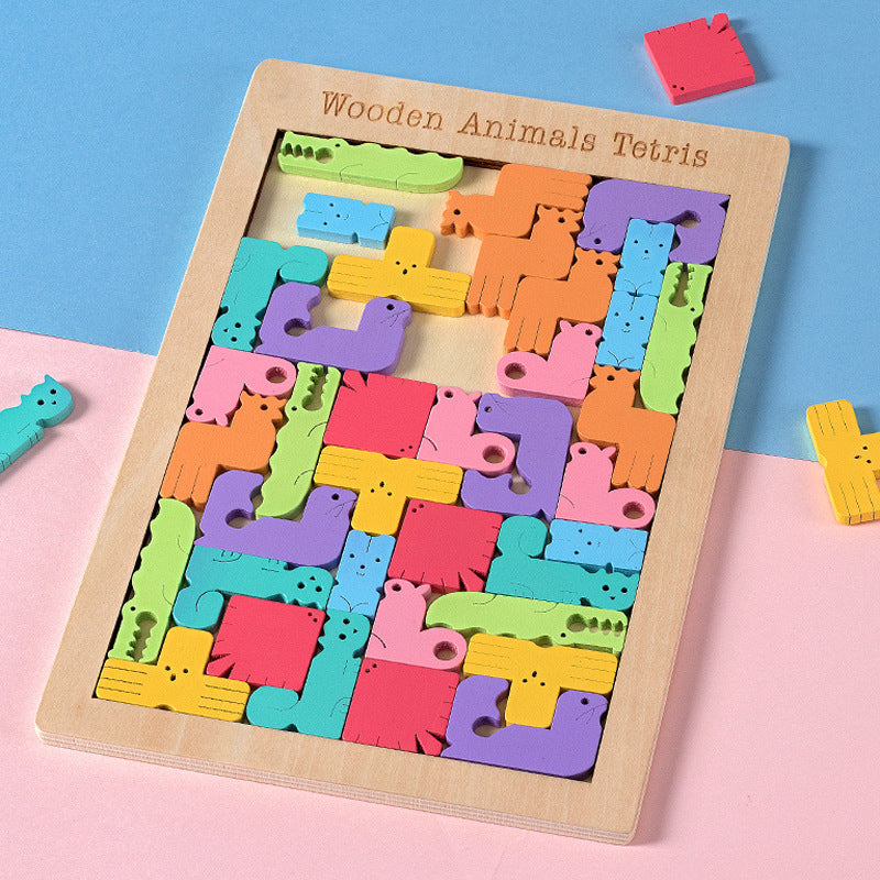 Children's Wooden Magnetic Building Block Puzzle