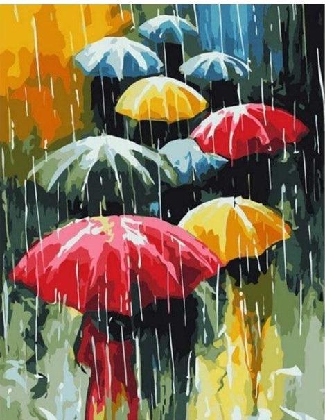 DIY Digital Oil Painting By Numbers Umbrellas