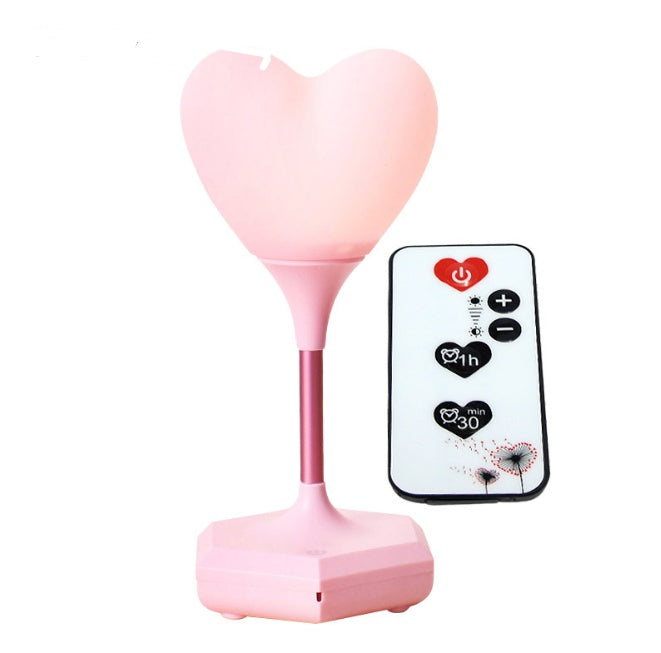 pink heart shaped night lamp with pink base and remote