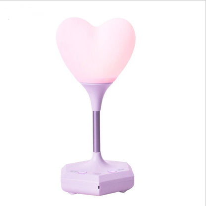 pink heart shaped night lamp with purple pink base