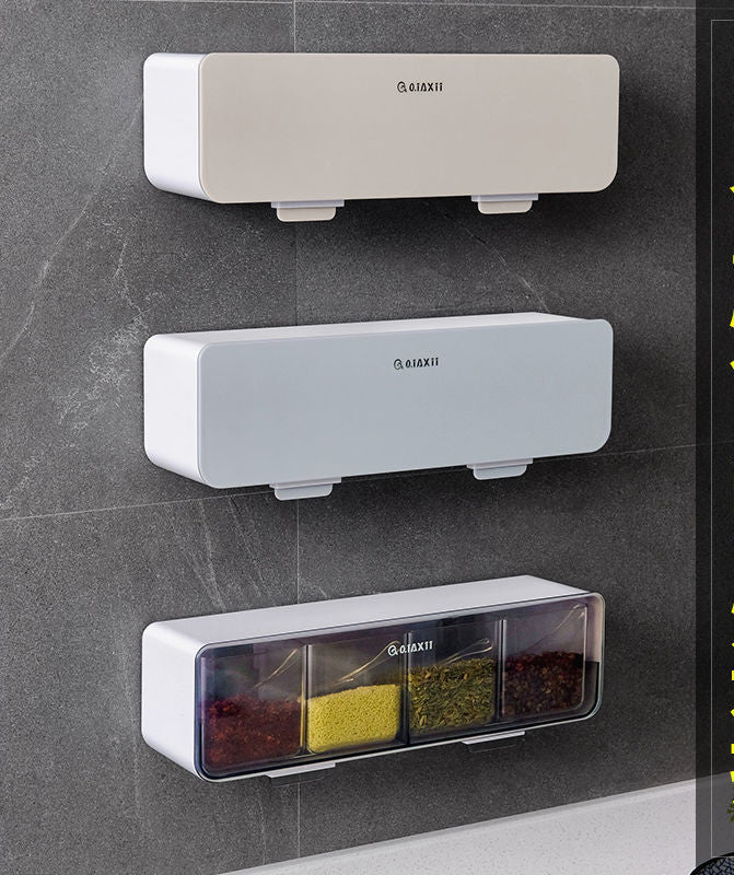 3 White Spice Boxes Set on the wall
