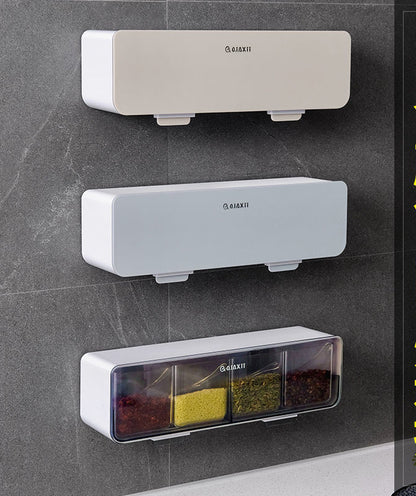 3 White Spice Boxes Set on the wall