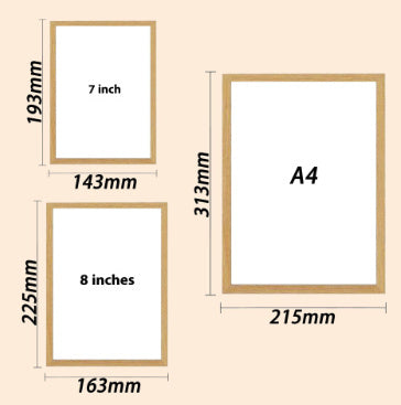 3 different photo frame dimensions