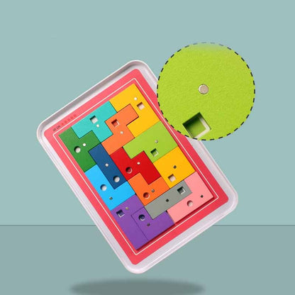 Children's Wooden Magnetic Building Block Puzzle