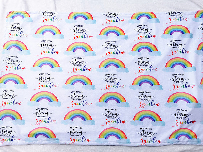 Full length baby blanket with rainbows