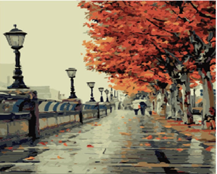 Street in the Autumn - Paint By Numbers Kit