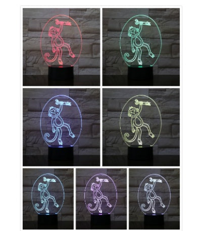7 Monkey 3d Night Lamps for Kids various colours