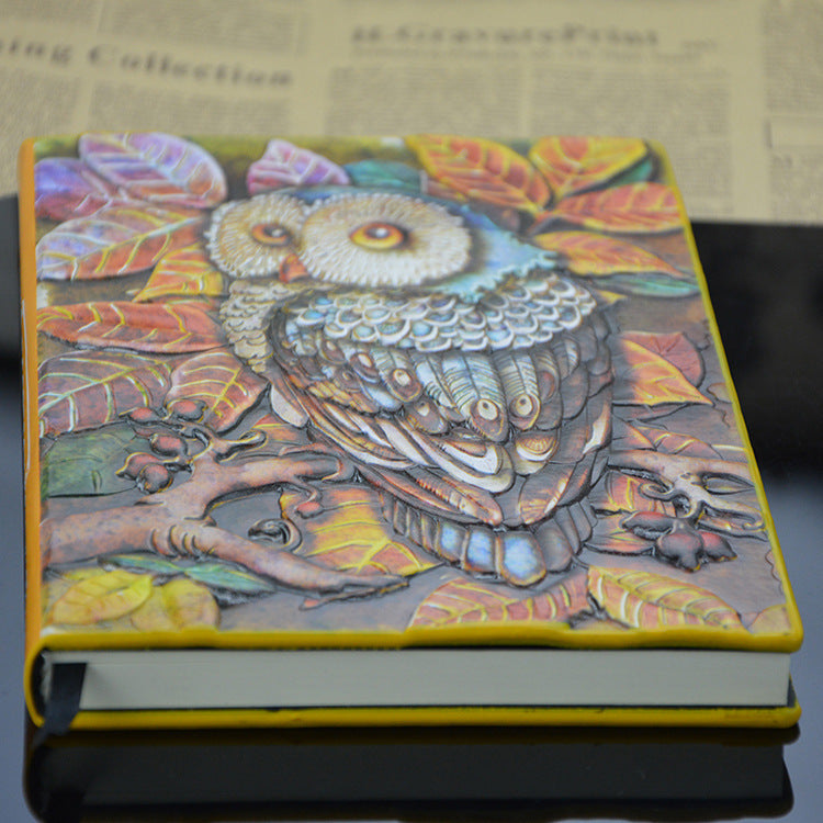 Leather Embossed Owl Notebook