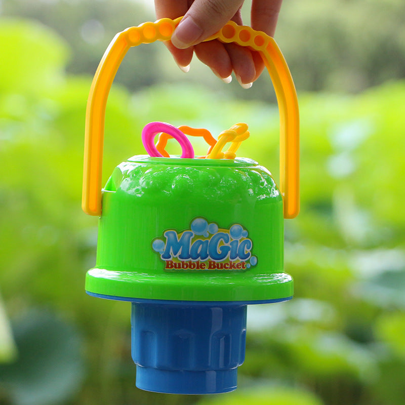 A Hand Holding Magical Bubble Toy Bucket