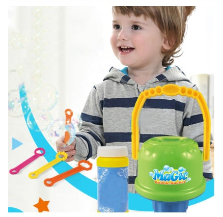 A child using Magical Bubble Toy Bucket