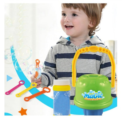A child using Magical Bubble Toy Bucket