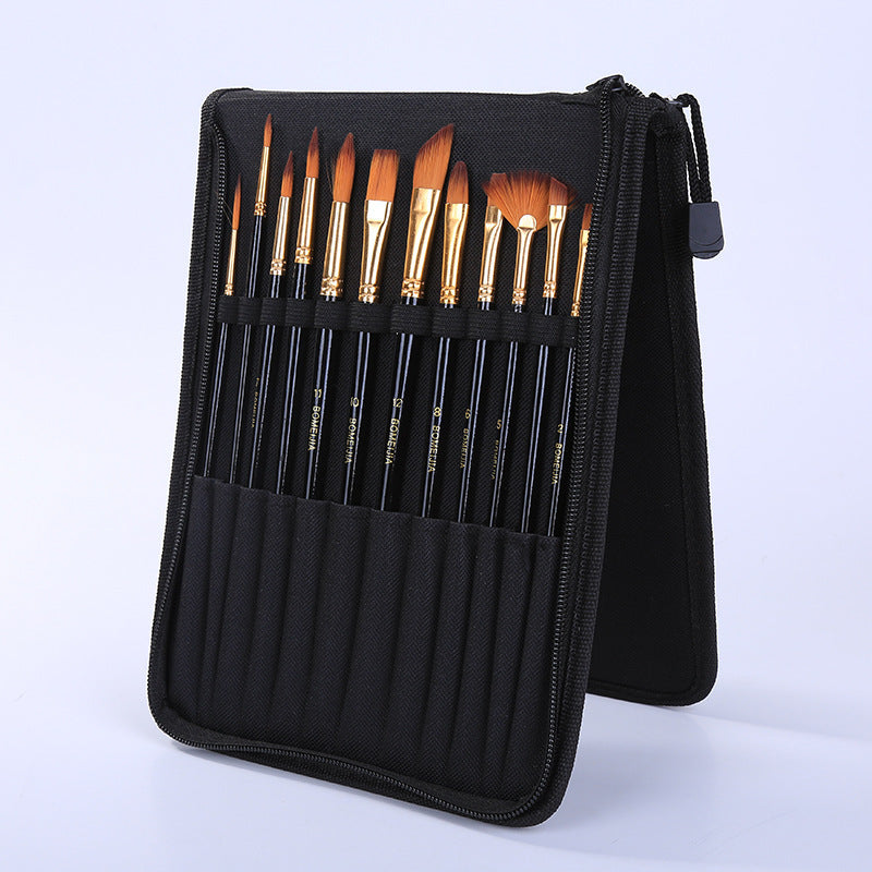 Black Canvas Bag With Scraper Brush Art Supplies Set