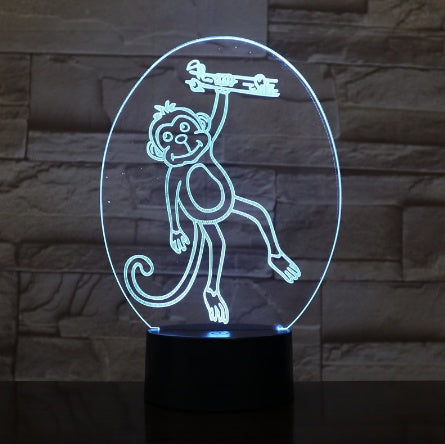 Blue Monkey 3d Night Lamp for Kids