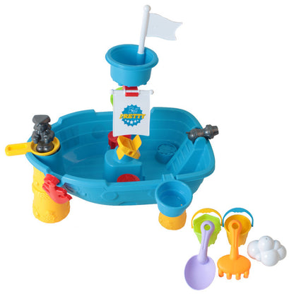 Blue Water Sand Boat Table for Kids