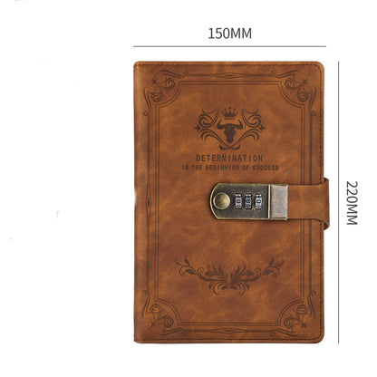 Brown A5 Retro Codebook Journal With Lock