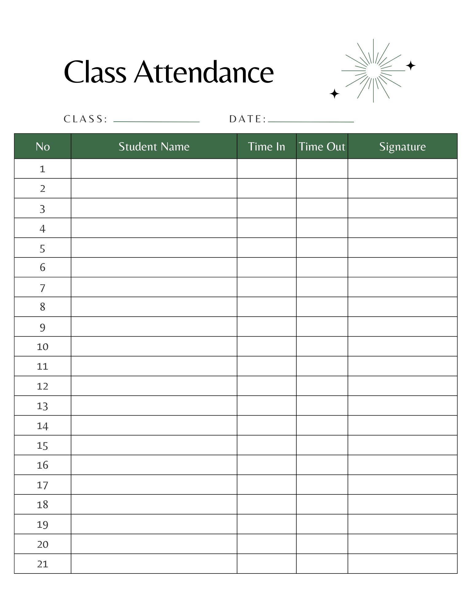 Class_Attendance Digital Template