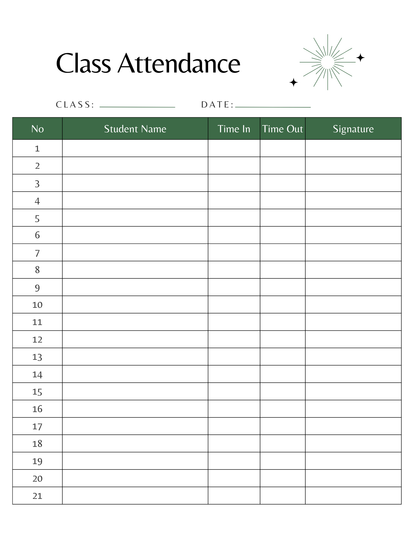 Class_Attendance Digital Template