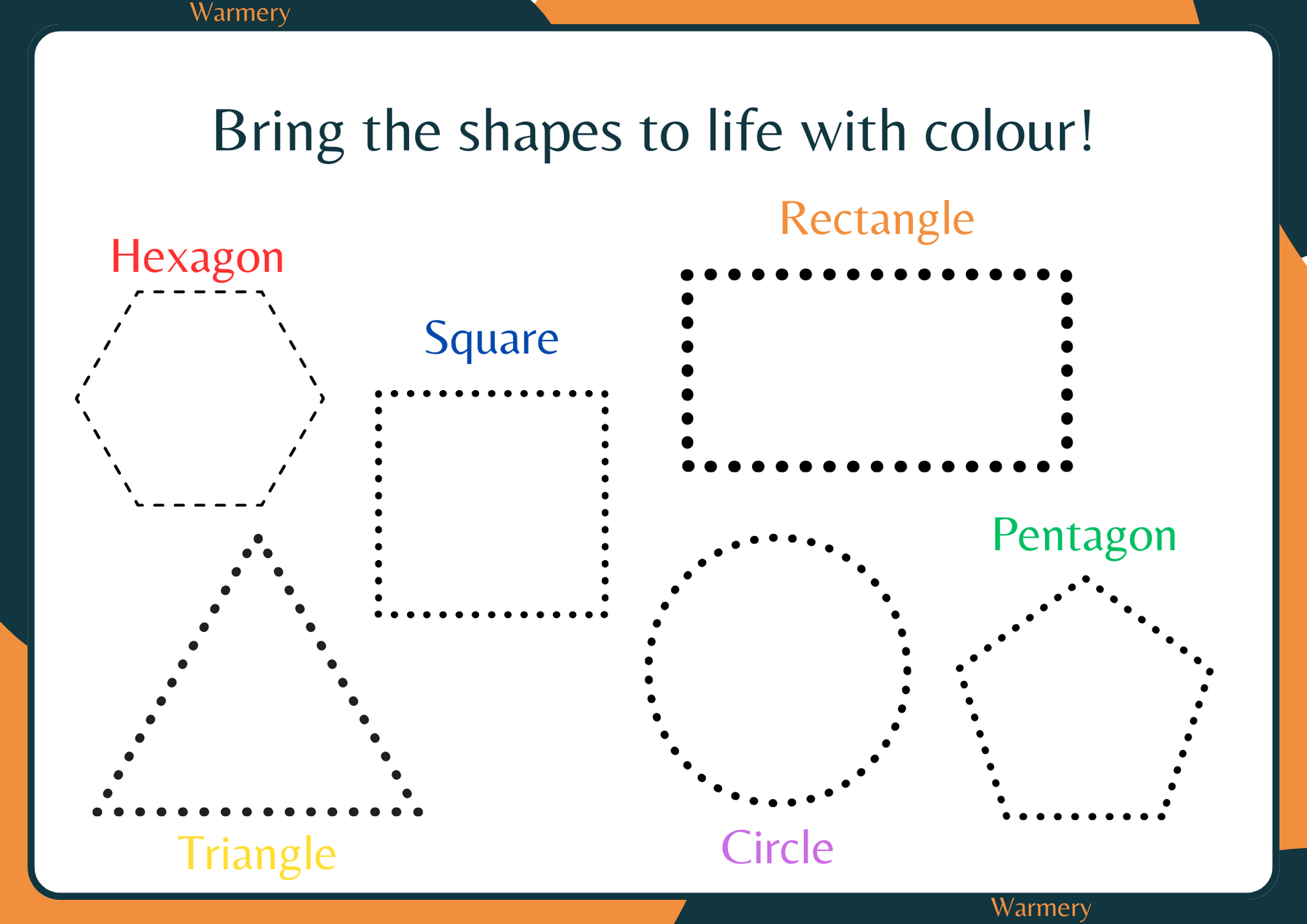 Colour the shapes digital template