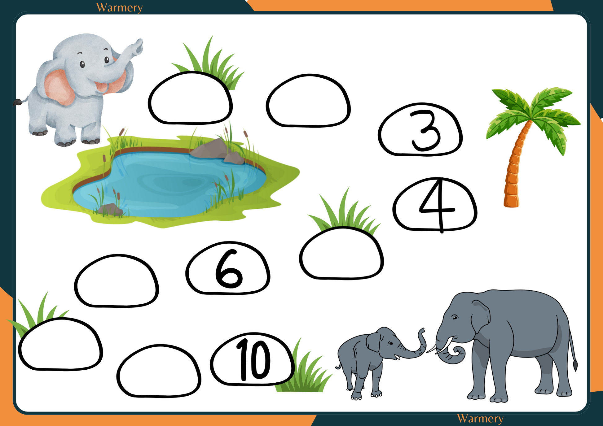 Elephant count to 10 Digital Template