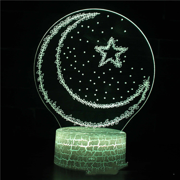 Green Moon and Stars 3D Bedside Night Lamp