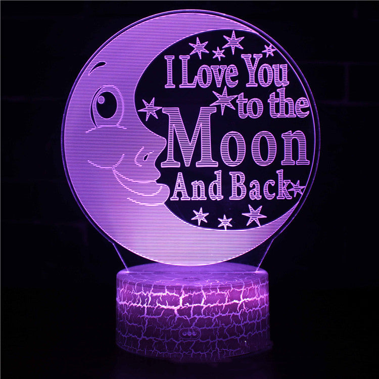 I love you to the moon and back 3D Purple Night Lamp