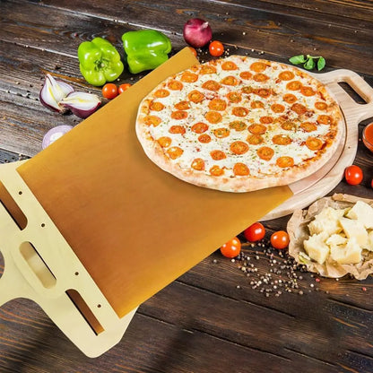 Kitchen Sliding Pizza Shovel Non Stick with pizza on it