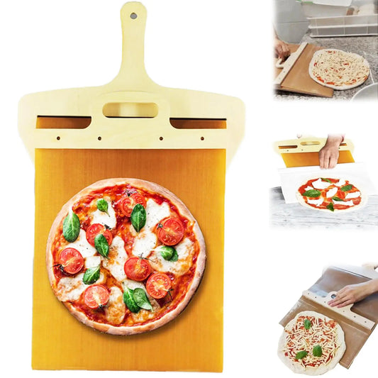 Kitchen Sliding Pizza Shovel Non Stick with showing how to use it