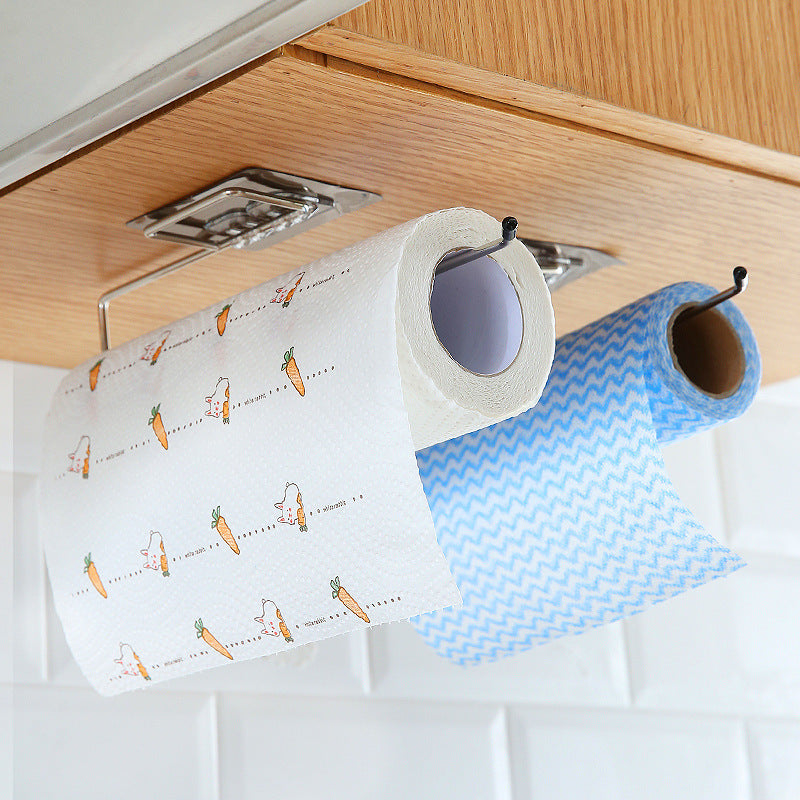 Kitchen Wall-mounted Punch-free Storage Rack with towels under cupboard