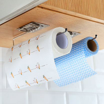 Kitchen Wall-mounted Punch-free Storage Rack with towels under cupboard