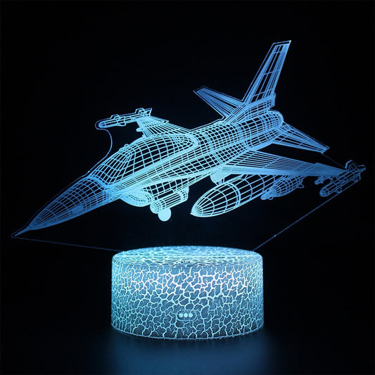 Light Blue Airplane 3D Night light for kids