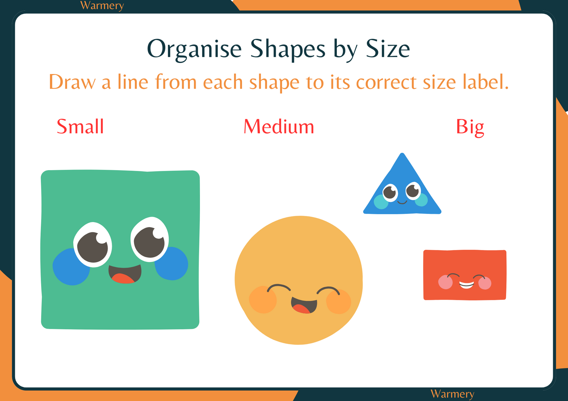 Organise shapes by size digital template