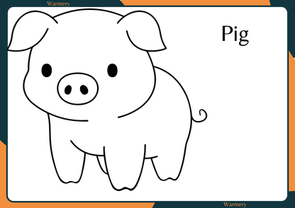 Pig Colouring Digital Sheet