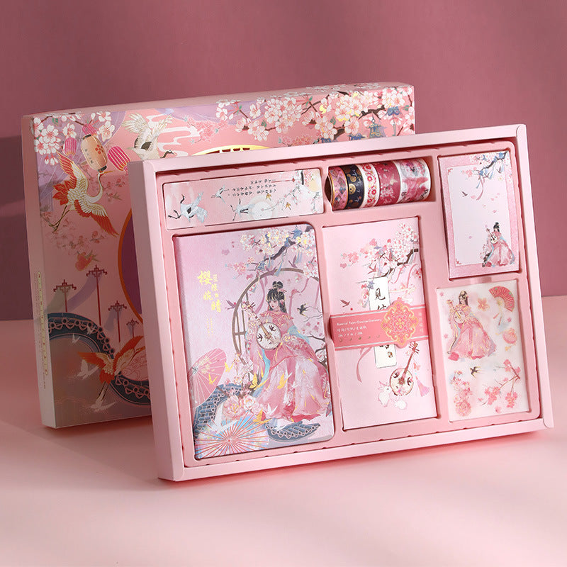 Pink Asian Theme Journaling Gift Set on a pink background